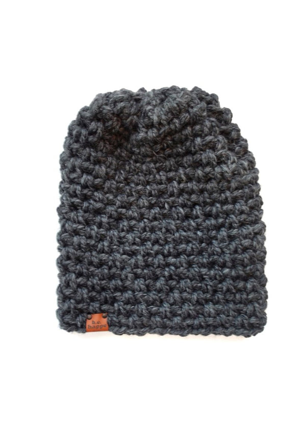 Crochet Slouch Hat | Charcoal Grey Slouchy Beanie - b.e.happe