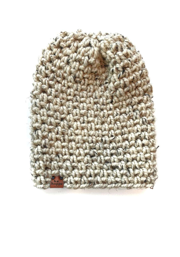 Crochet Simple Slouch Hat | Oatmeal Slouchy Beanie - Adult from b.e.happe