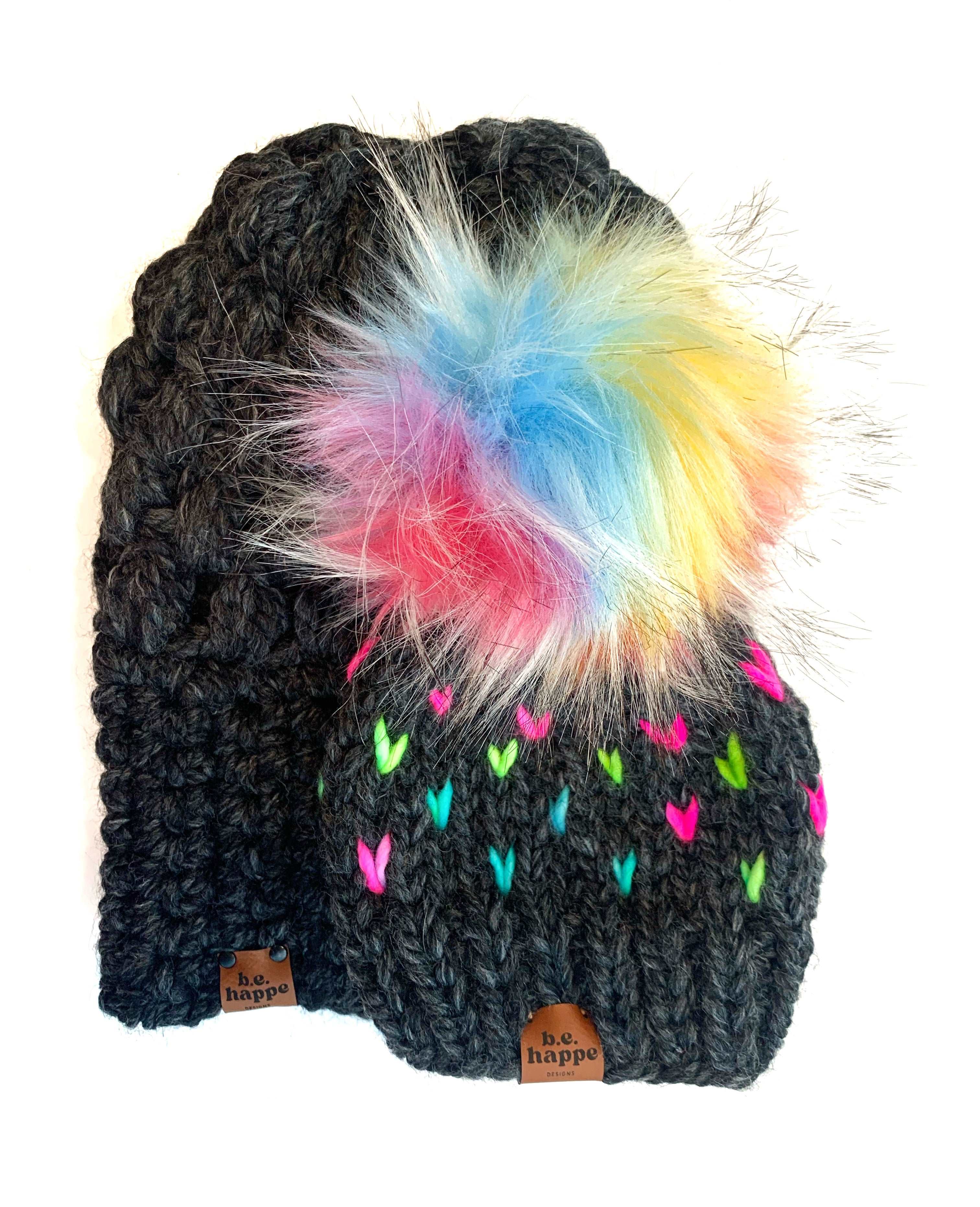 6-12 Month Knit Pom Hat | Rainbow Beanie - Hats from b.e.happe 