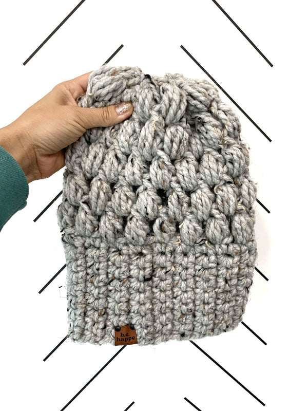 Crochet Slouch Hat | Marble Grey Slouchy Beanie - Adult from b.e.happe