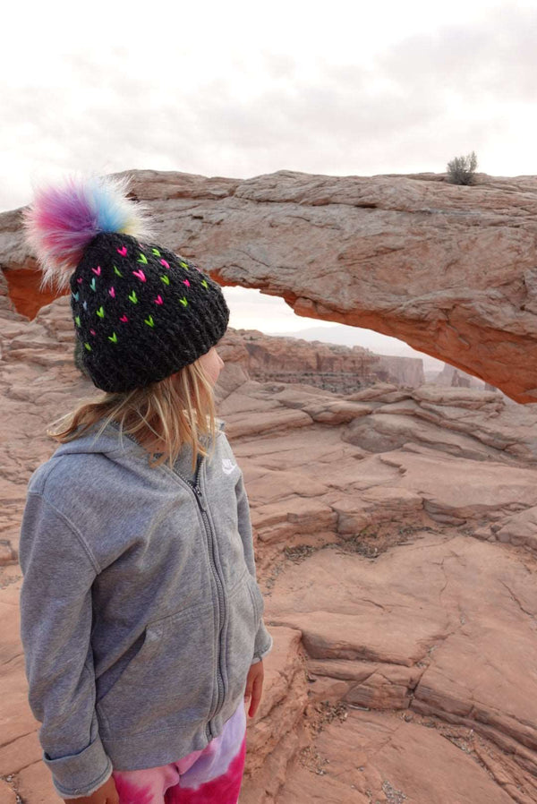 6-12 Month Knit Pom Hat | Rainbow Beanie - Hats from b.e.happe 