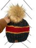 Adult Knit Pom Hat | Red + Yellow Beanie - handcrafted from b.e.happe 