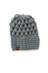 crochet puff stitch slouch hat, women's slouch hat, oversized beanie, gray hat