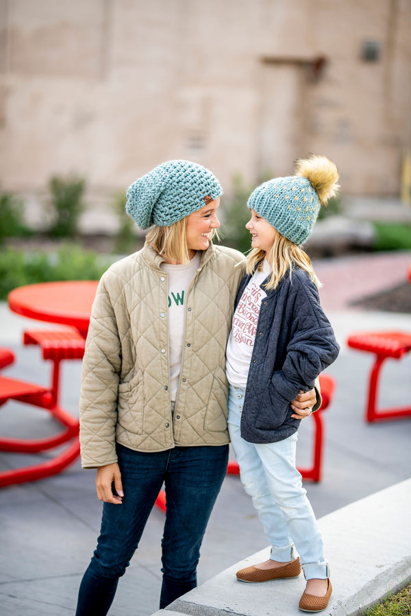 Crochet Simple Slouch Hat | Succulent Blue Beanie