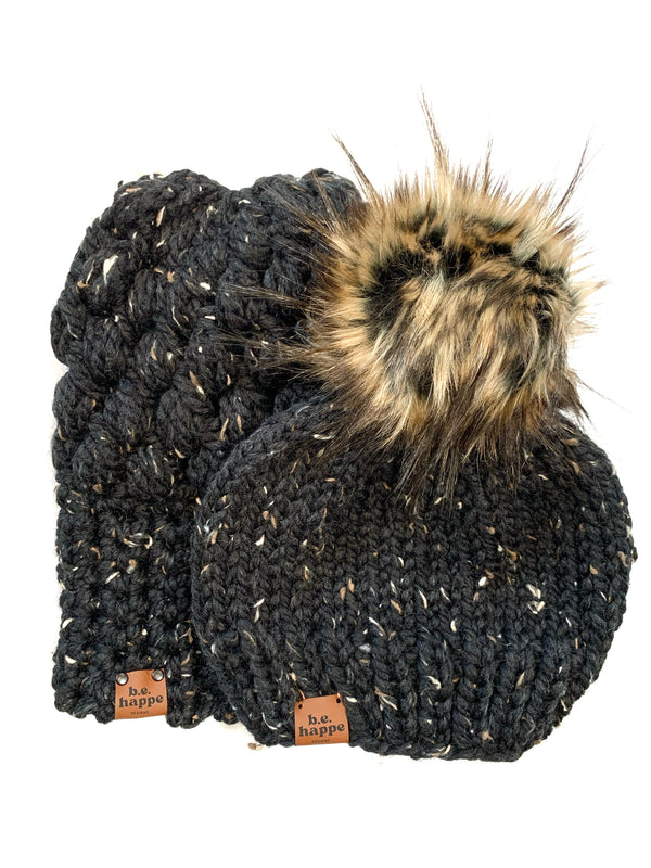 Mommy + Me | Puff Stitch Slouch + Solid | Obsidian -  from b.e.happe 