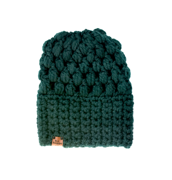 Crochet Slouch Hat | Dark Green Slouchy Beanie - from b.e.happe