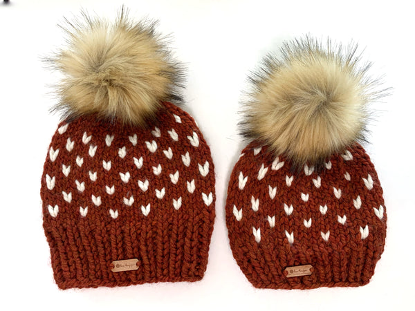 Adult Knit Pom Hat | Spice Heart Beanie - Hats from b.e.happe 