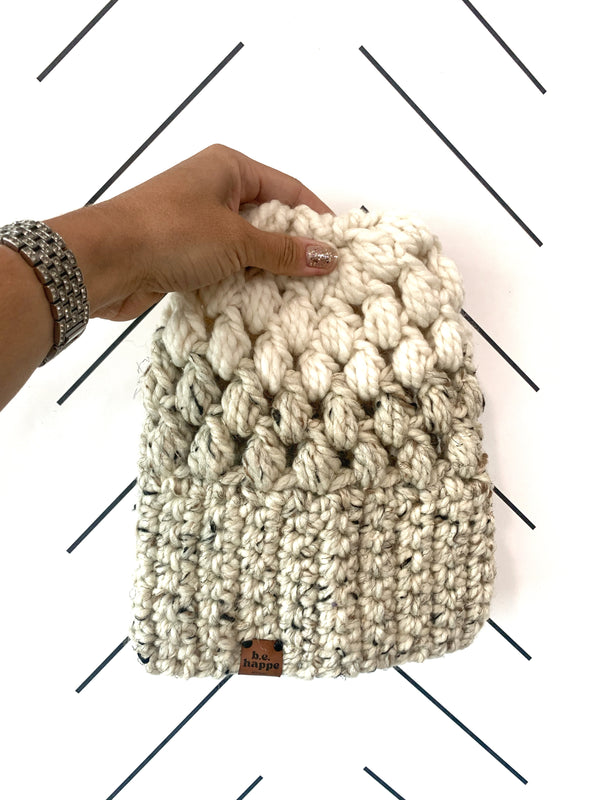 Crochet Slouch Hat | Neutral Slouchy Beanie - Adult from b.e.happe 