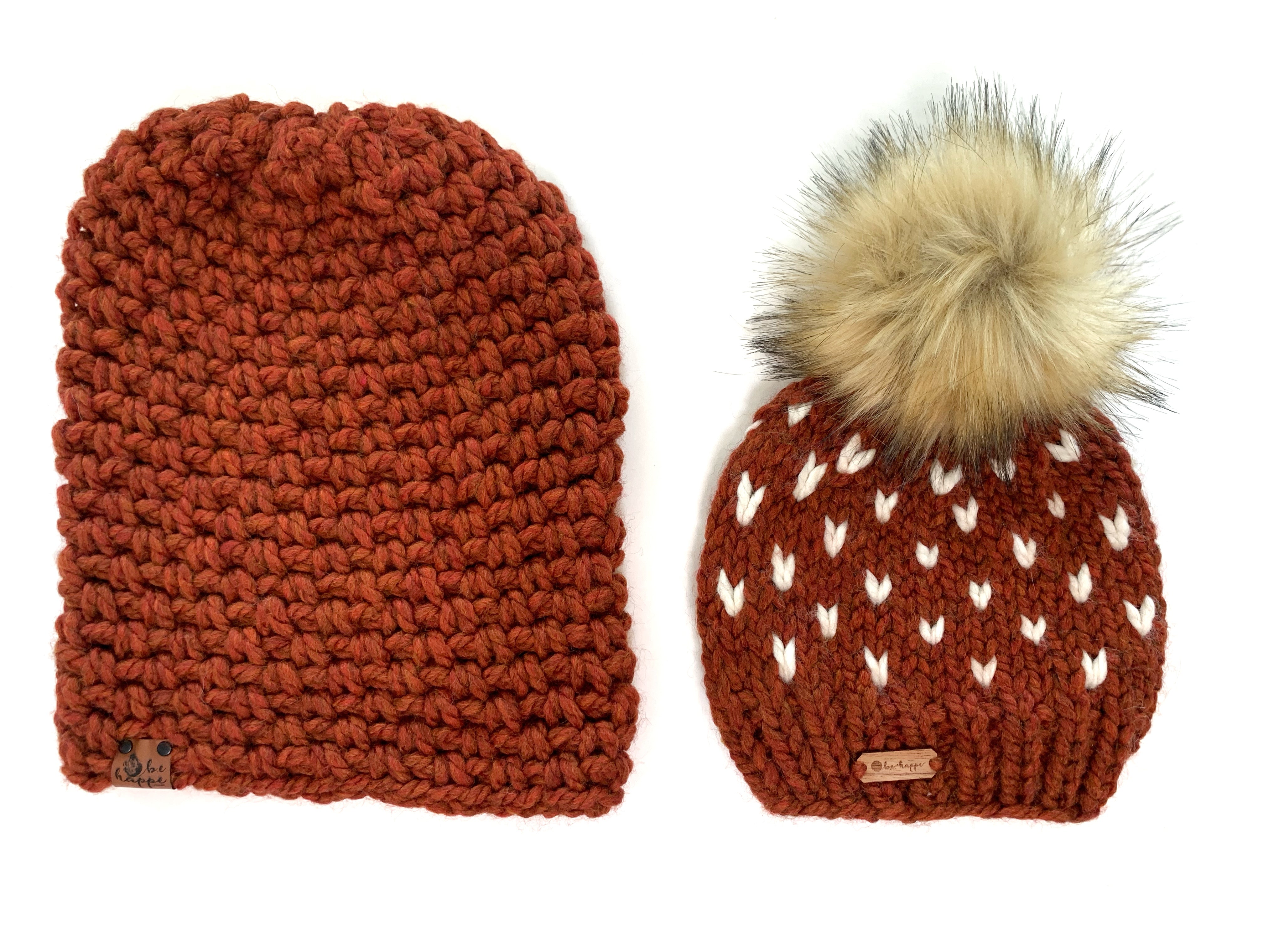Adult Knit Pom Hat | Spice Heart Beanie - Hats from b.e.happe 