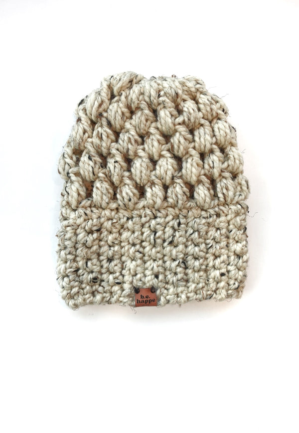 Crochet Slouch Hat | Oatmeal Slouchy Beanie - from b.e.happe