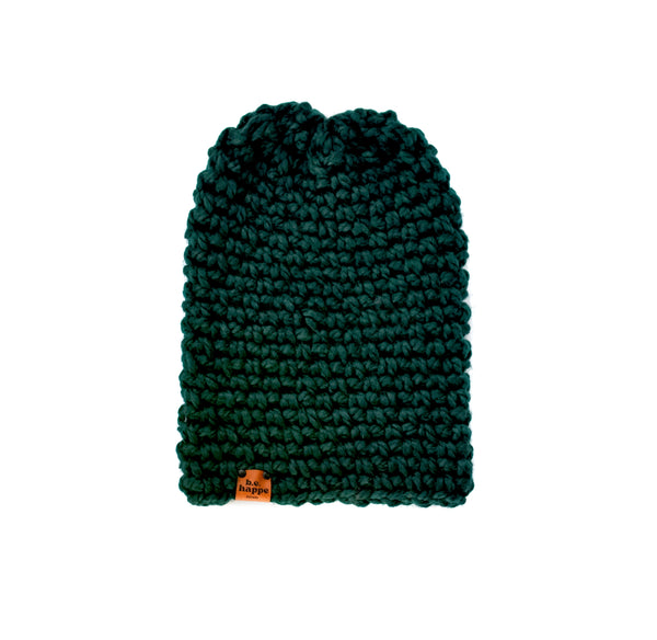Crochet Simple Slouch Hat | Dark Green Slouchy Beanie - Adult from b.e.happe 