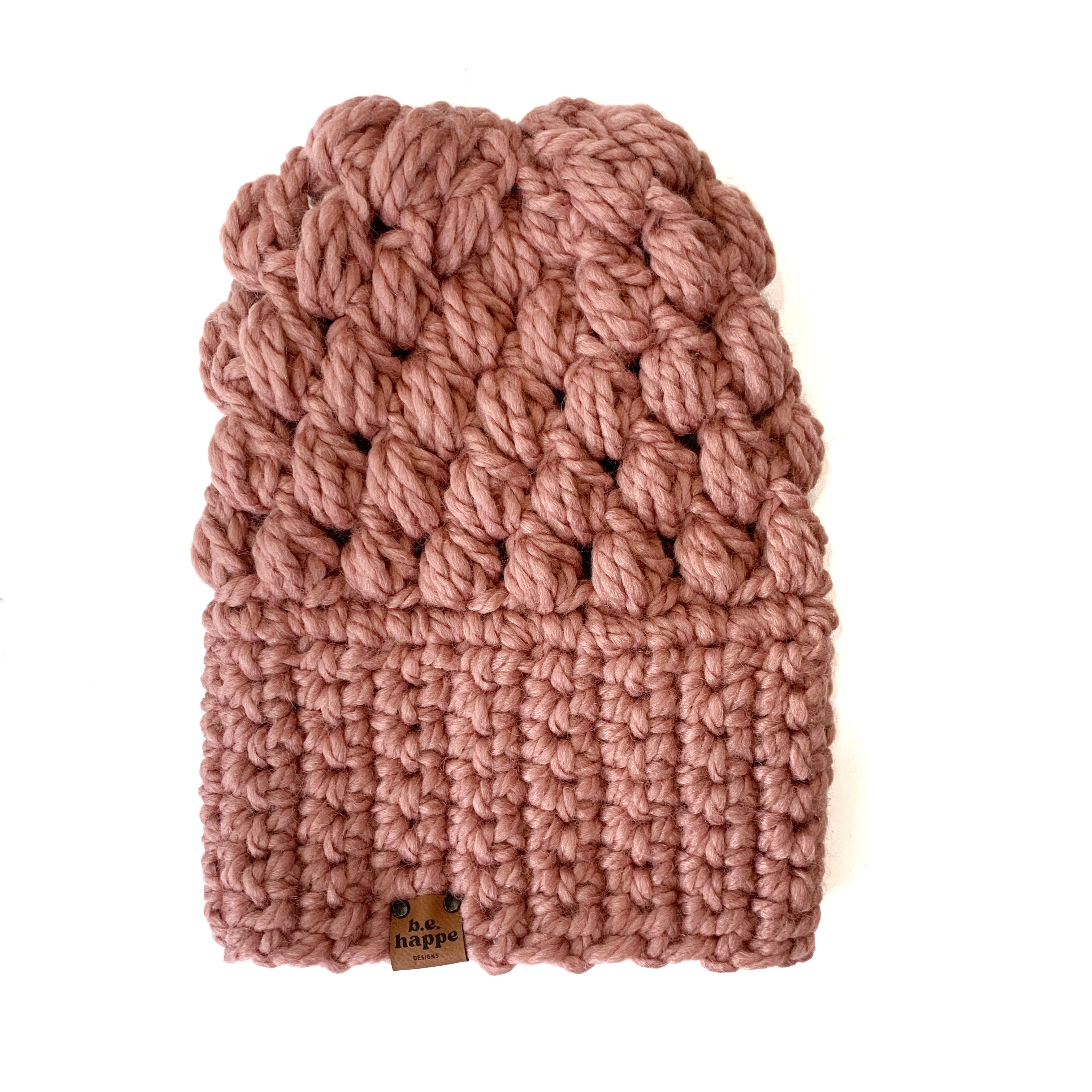Crochet Puff Stitch Slouch Hat | Dusty Pink Slouchy Beanie - Hats from b.e.happe 