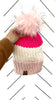 Adult Stripe Pom Hat | Light Pink + Hot Pink