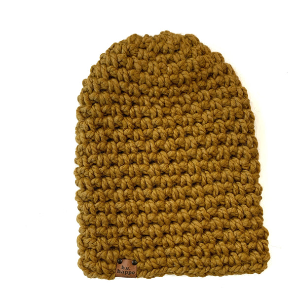 Crochet Simple Slouch Hat | Flax Brown Slouchy Beanie - Adult from b.e.happe 