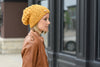 Crochet Puff Stitch Slouch Hat | Mustard Yellow