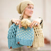 Mommy + Me Blue Knit Heart Pom Hat Set - b.e.happe