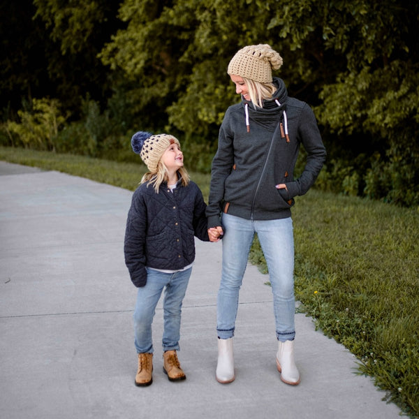 Mommy + Me Happe Hearts | Peanut + Charcoal - b.e.happe