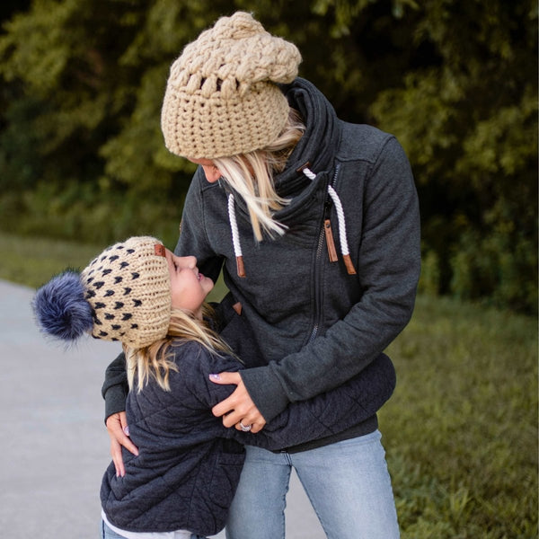 Mommy + Me Happe Hearts | Peanut + Charcoal - b.e.happe