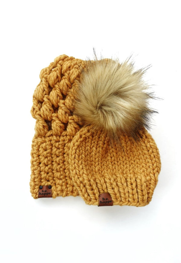 Mommy + Me Matching Beanie Set | Yellow Beanie - b.e.happe