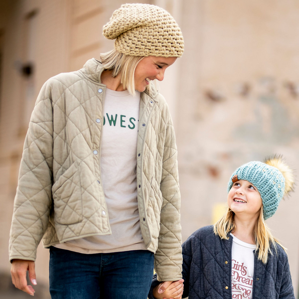 Mommy + Me Blue and Tan Hat Set -  from b.e.happe 