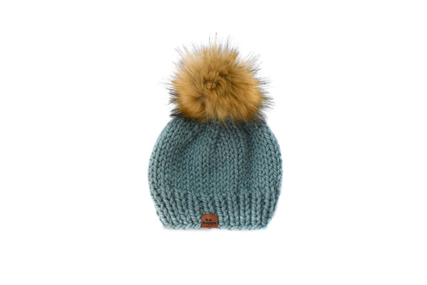 Adult Knit Pom Hat | Succulent Blue Beanie