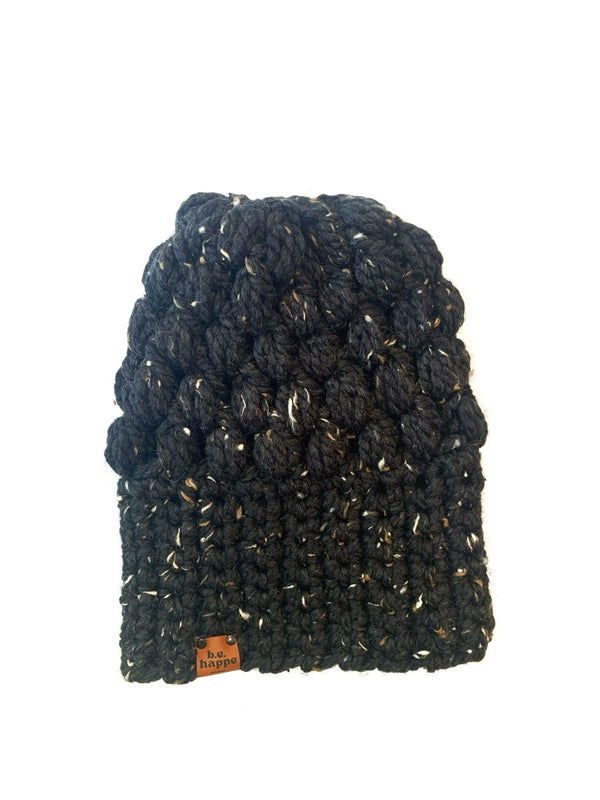 Women's Slouch Hat | Black Speckle Slouchy Beanie - b.e.happe
