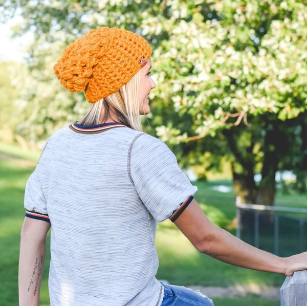 Women's Slouch Hat | Butterscotch Slouchy Beanie - b.e.happe