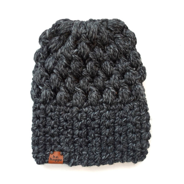 Women's Slouch Hat | Charcoal Gray Slouchy Beanie - b.e.happe