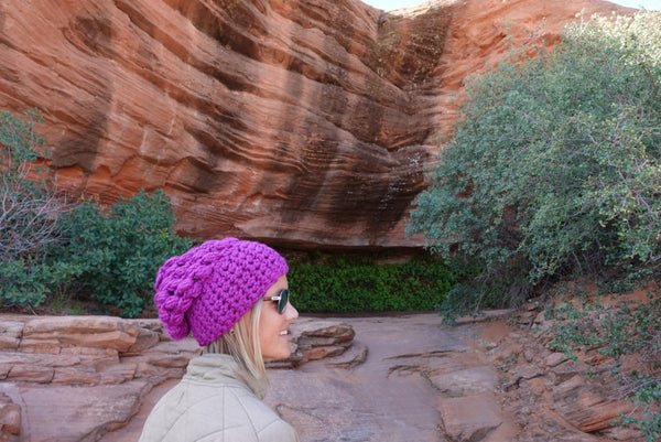 Women's Slouch Hat | Lollipop Purple Slouchy Beanie - b.e.happe