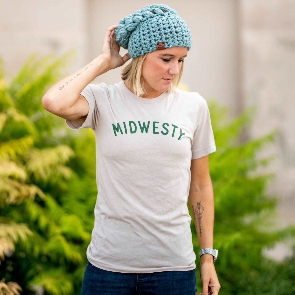 Women's Slouch Hat | Succulent Blue Slouchy Beanie - b.e.happe