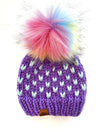 Youth Knit Heart Pom Hat | Wool Free Rainbow Beanie - b.e.happe